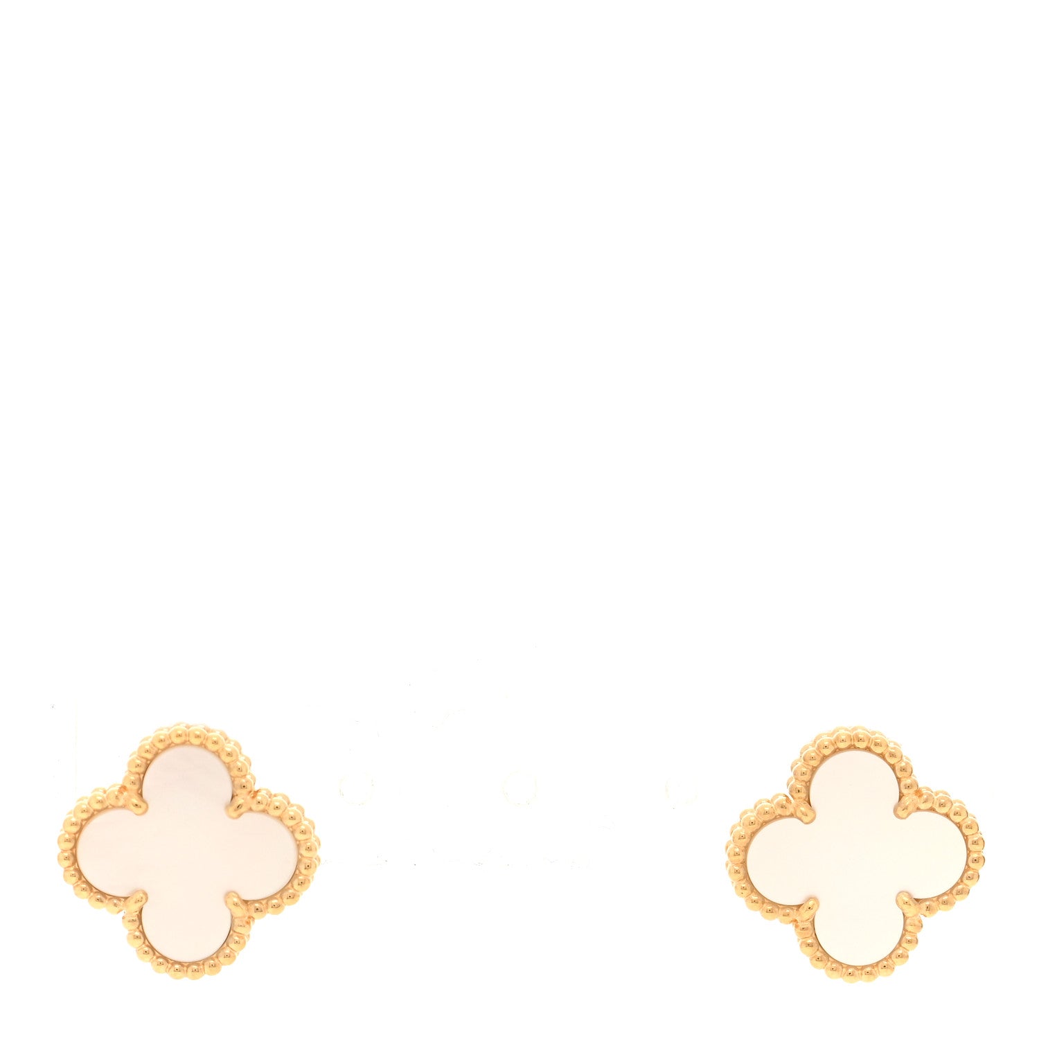 Van Cleef & Arpels 18K Yellow Gold Mother of Pearl Vintage Alhambra Earrings 1 of 5
