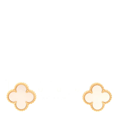 Van Cleef & Arpels 18K Yellow Gold Mother of Pearl Vintage Alhambra Earrings 1 of 5