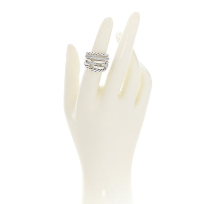 David Yurman Sterling Silver Diamond Wellesley Four-Row Ring 53 6.5 2 of 4
