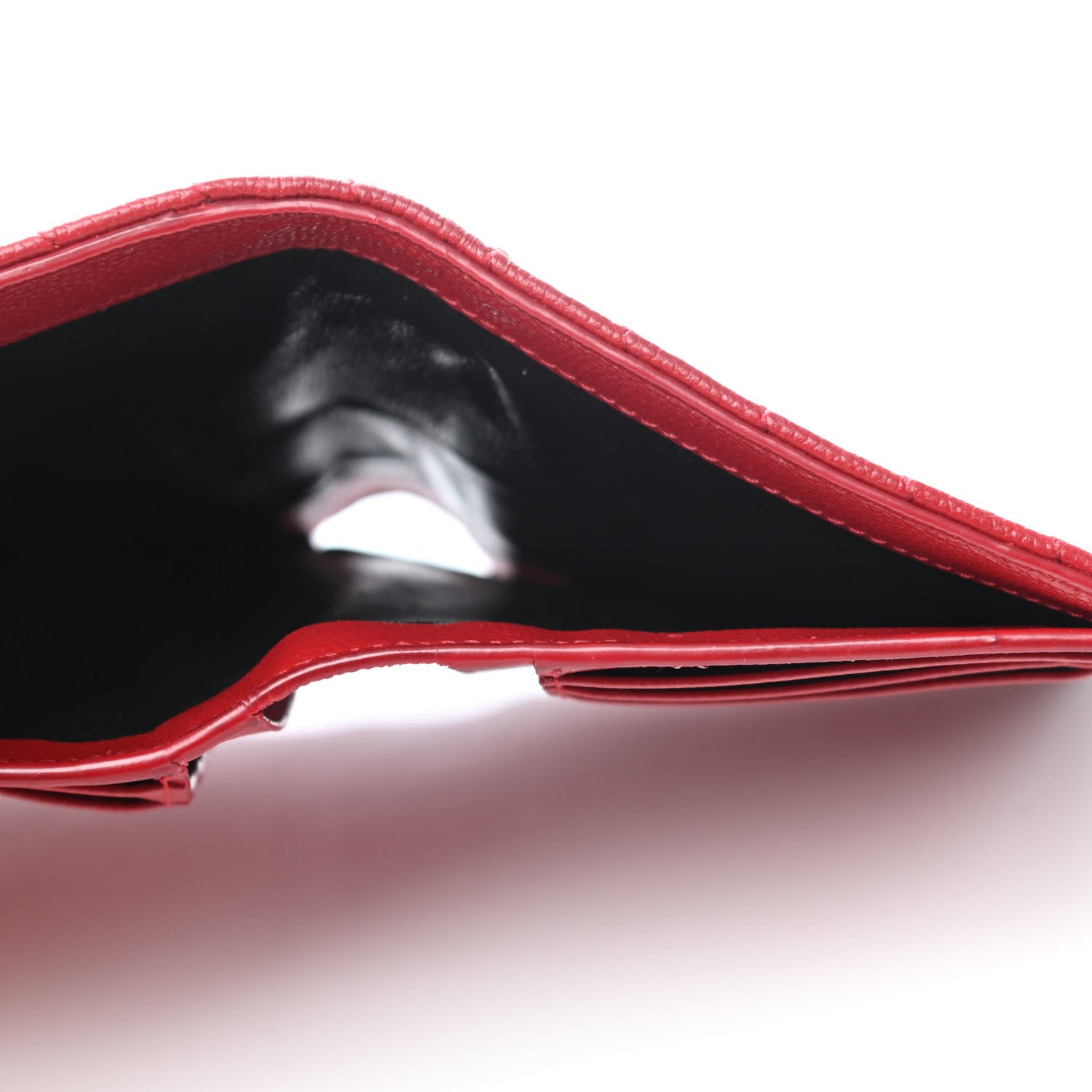 Saint Laurent Grain De Poudre Matelasse Chevron Monogram Compact Tri Fold Wallet Red 5 of 6