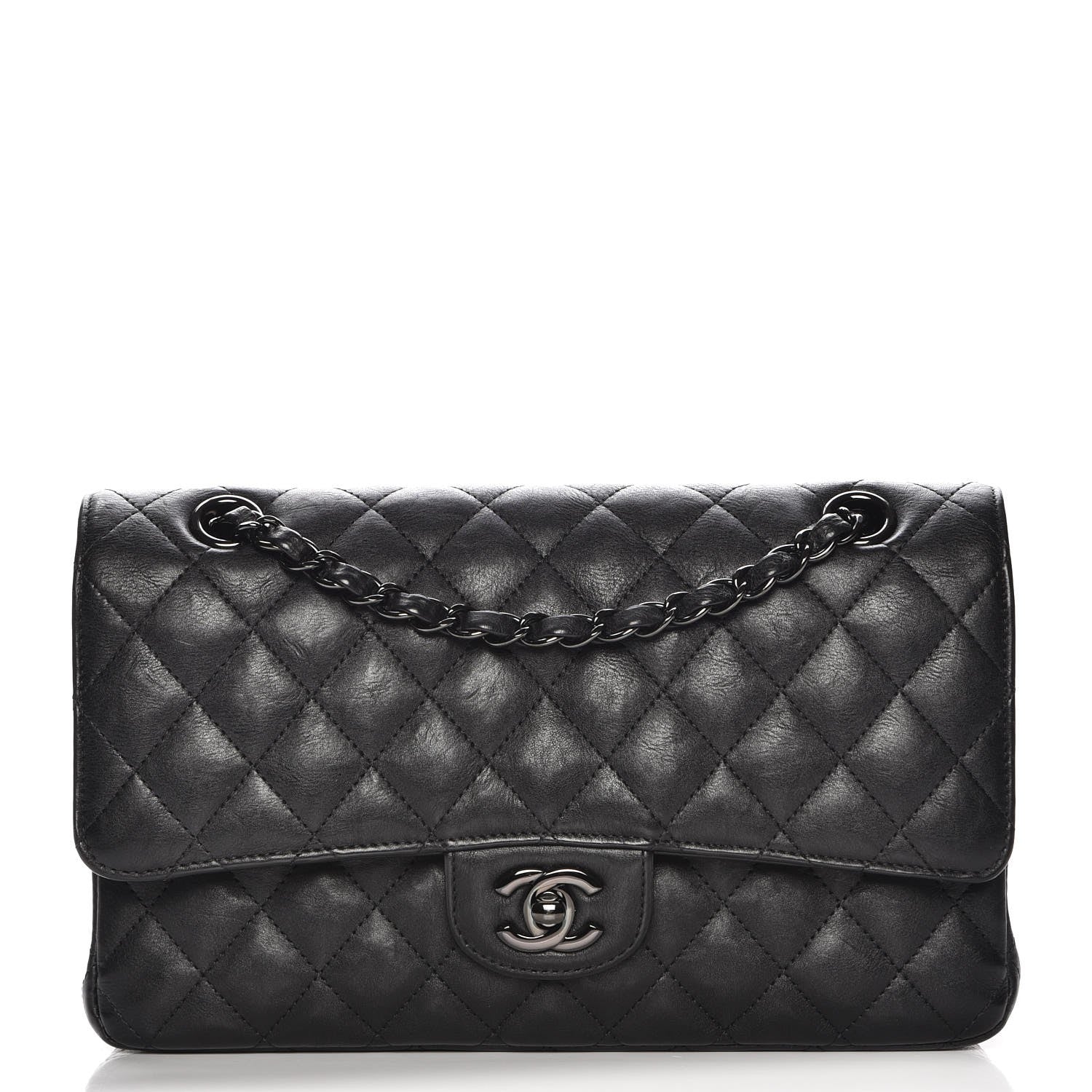 Chanel Crumpled Calfskin Quilted Medium Double Flap So Black 1 of 8