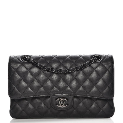 Chanel Crumpled Calfskin Quilted Medium Double Flap So Black 1 of 8