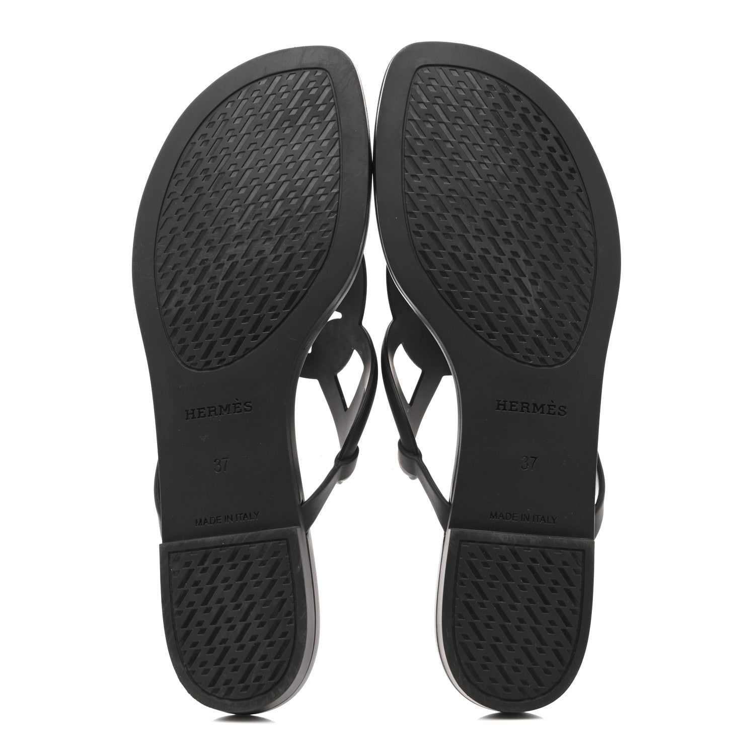 Hermes Rubber Womens Egerie Sandals 37 Black 6 of 11