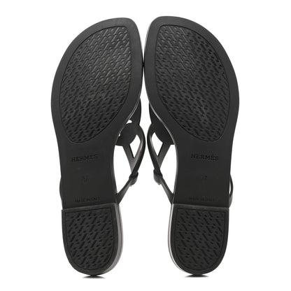 Hermes Rubber Womens Egerie Sandals 37 Black 6 of 11