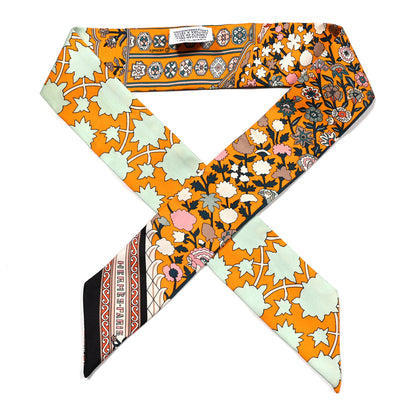 Hermes Silk Tapis Persans Twilly Jaune Aqua Rose Poudre 1 of 4