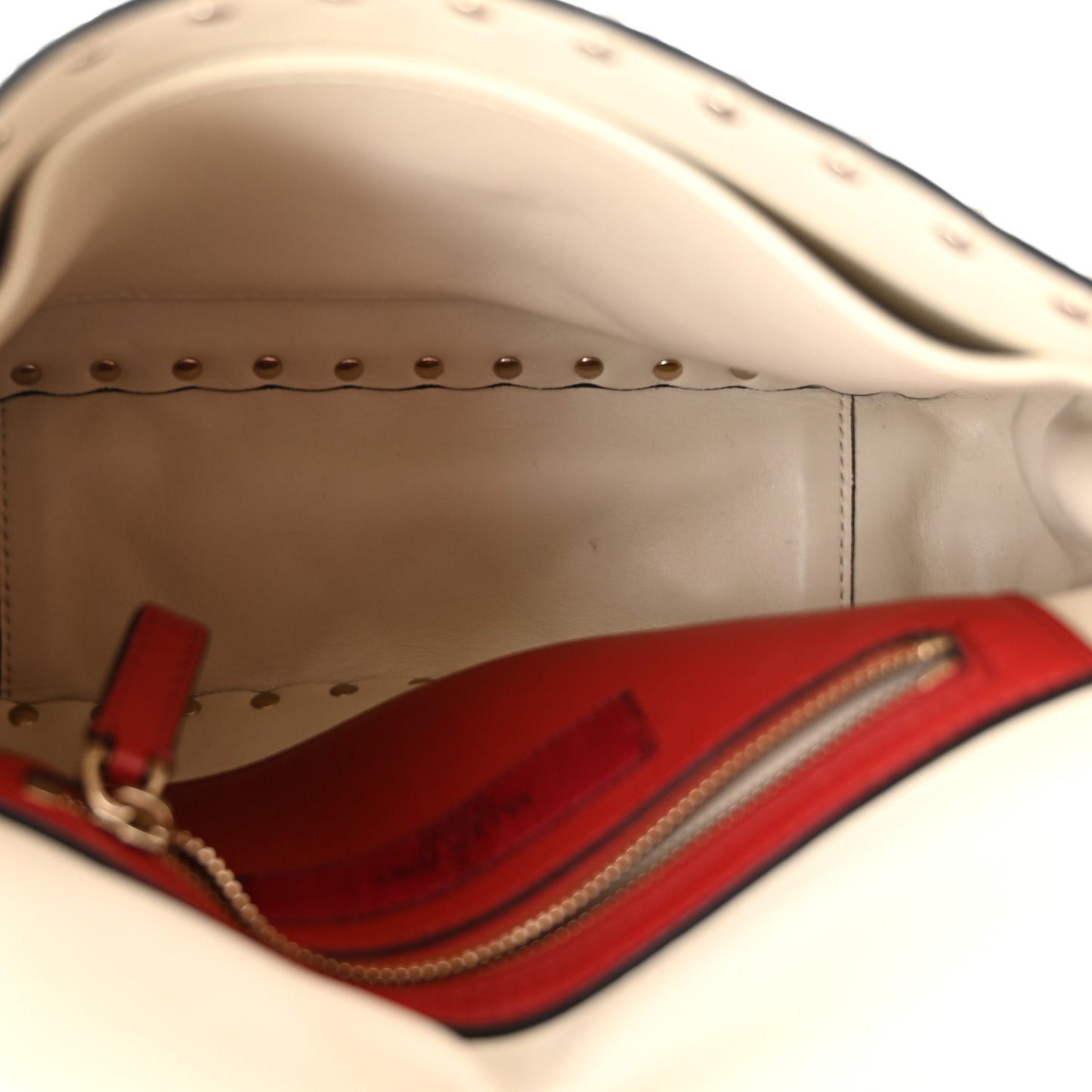 Nappa Denim Quilted Rockstud Medium Spike Shoulder Bag Ivory Blue