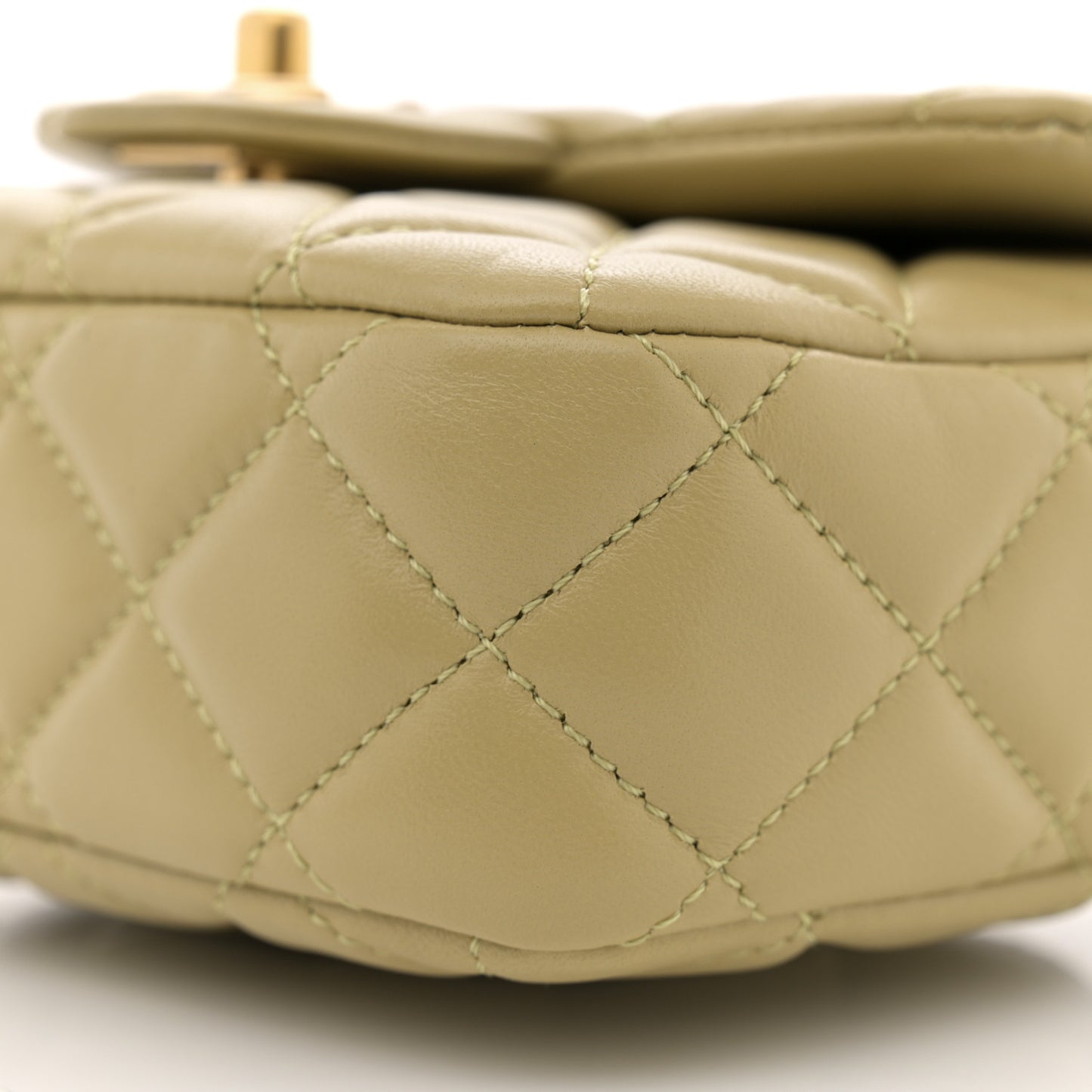 Lambskin Enamel Quilted Mini Coco Hearts Square Flap Light Green