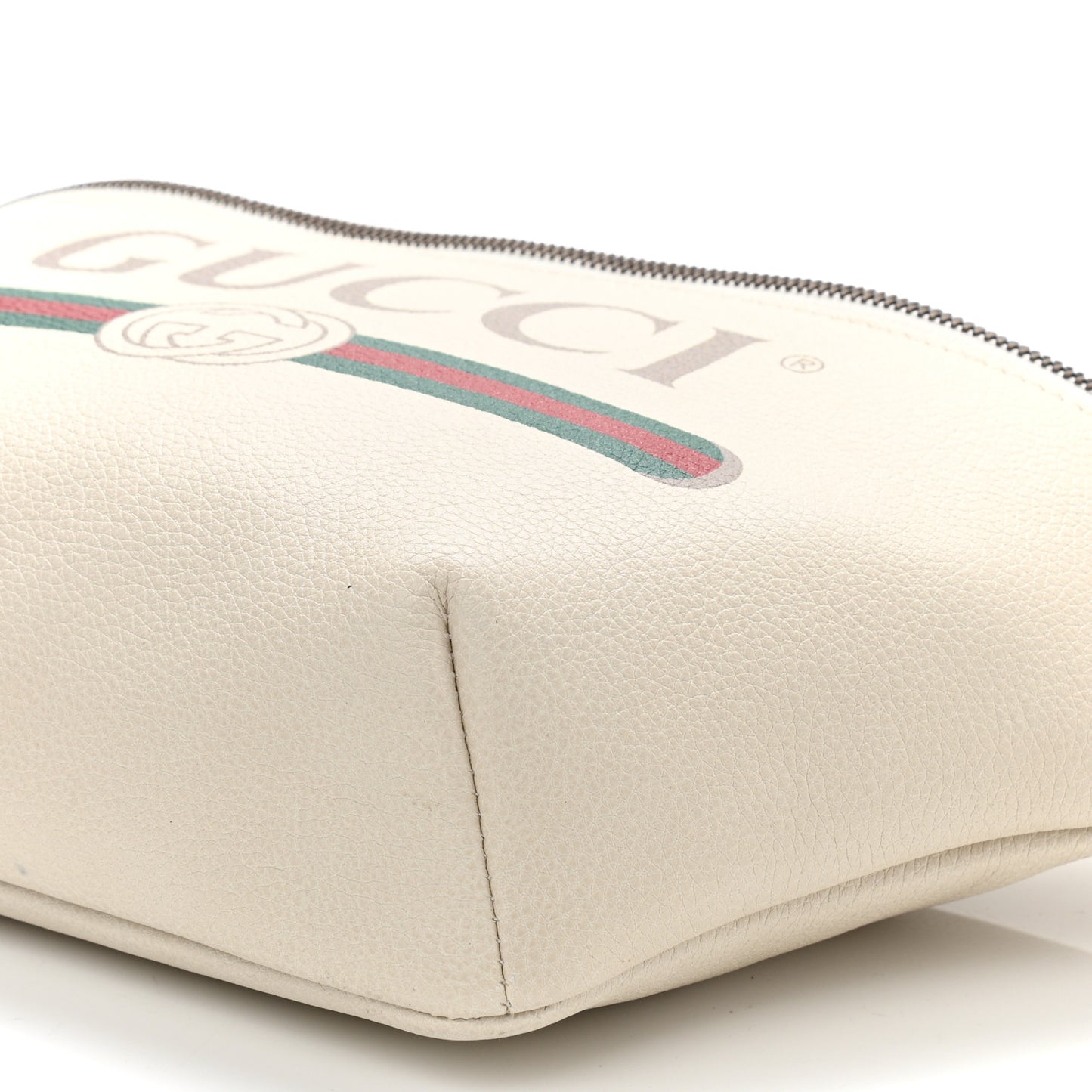 Grained Calfskin Logo Belt Bag White
