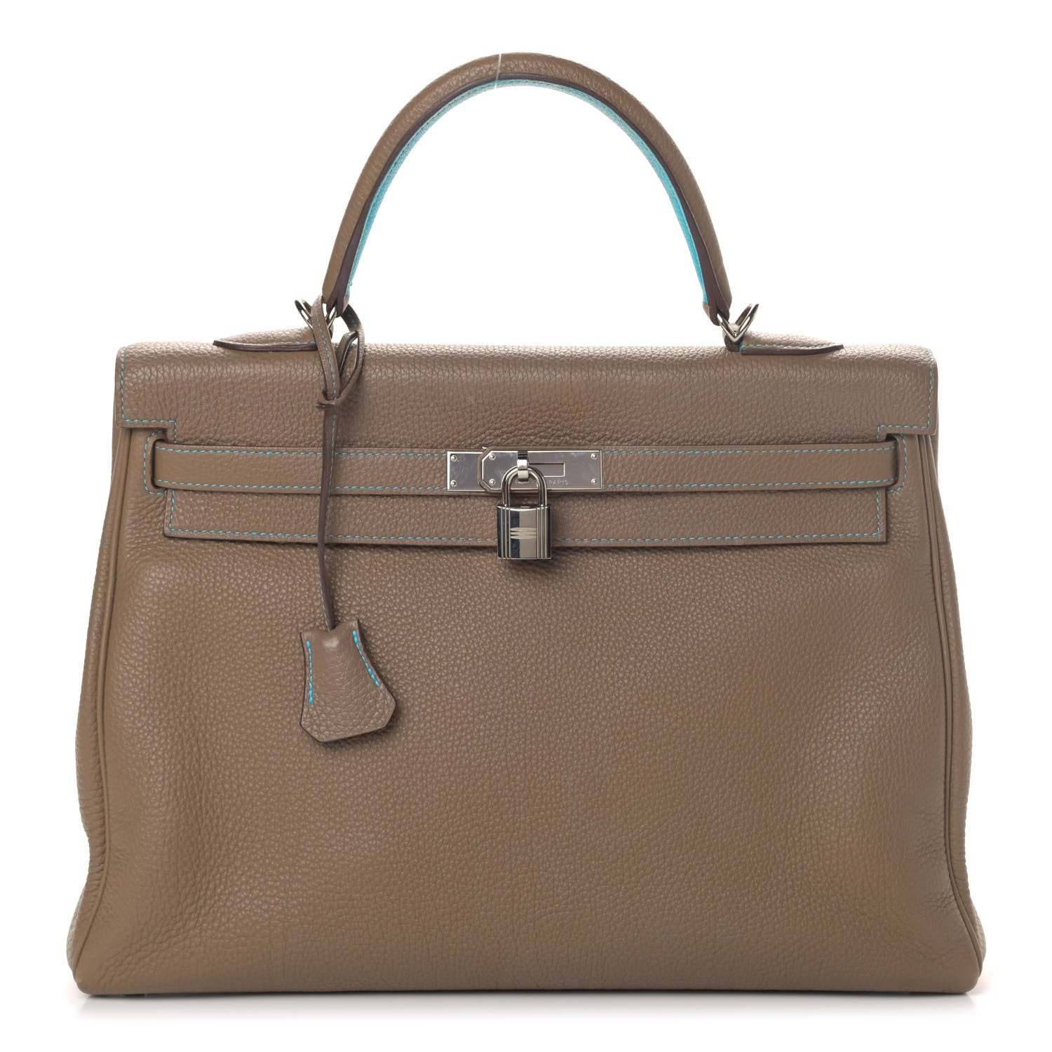 Hermes Togo Eclat Kelly Retourne 35 Etoupe Bleu Azteq 1 of 14