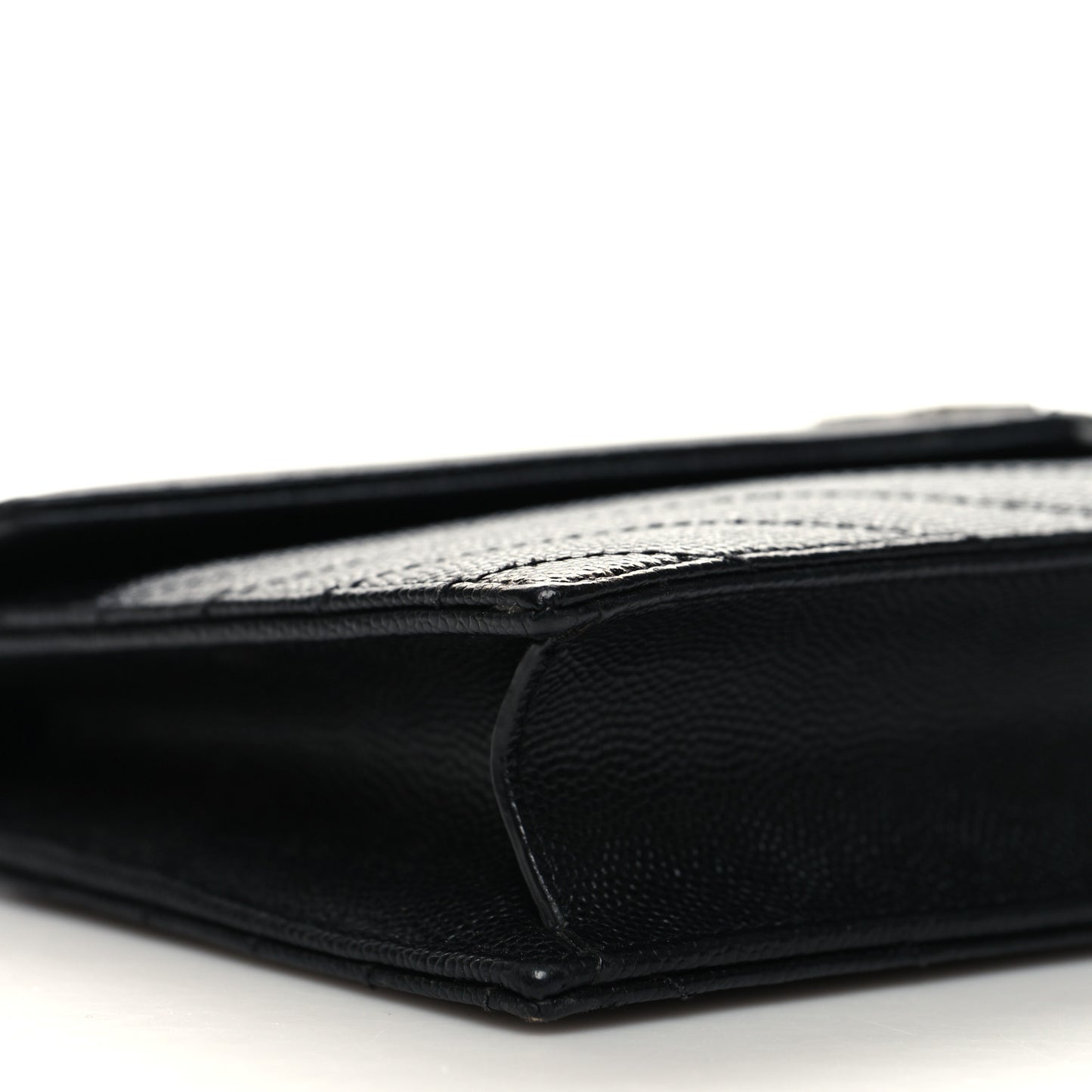 Grain De Poudre Matelasse Chevron Monogram Envelope Chain Wallet Black