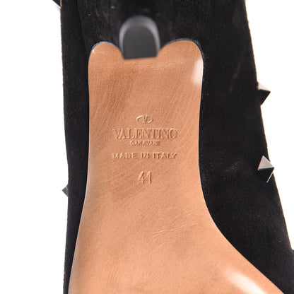 Valentino Garavani Suede Rockstud Scrunch Ankle Booties 41 Black 6 of 8