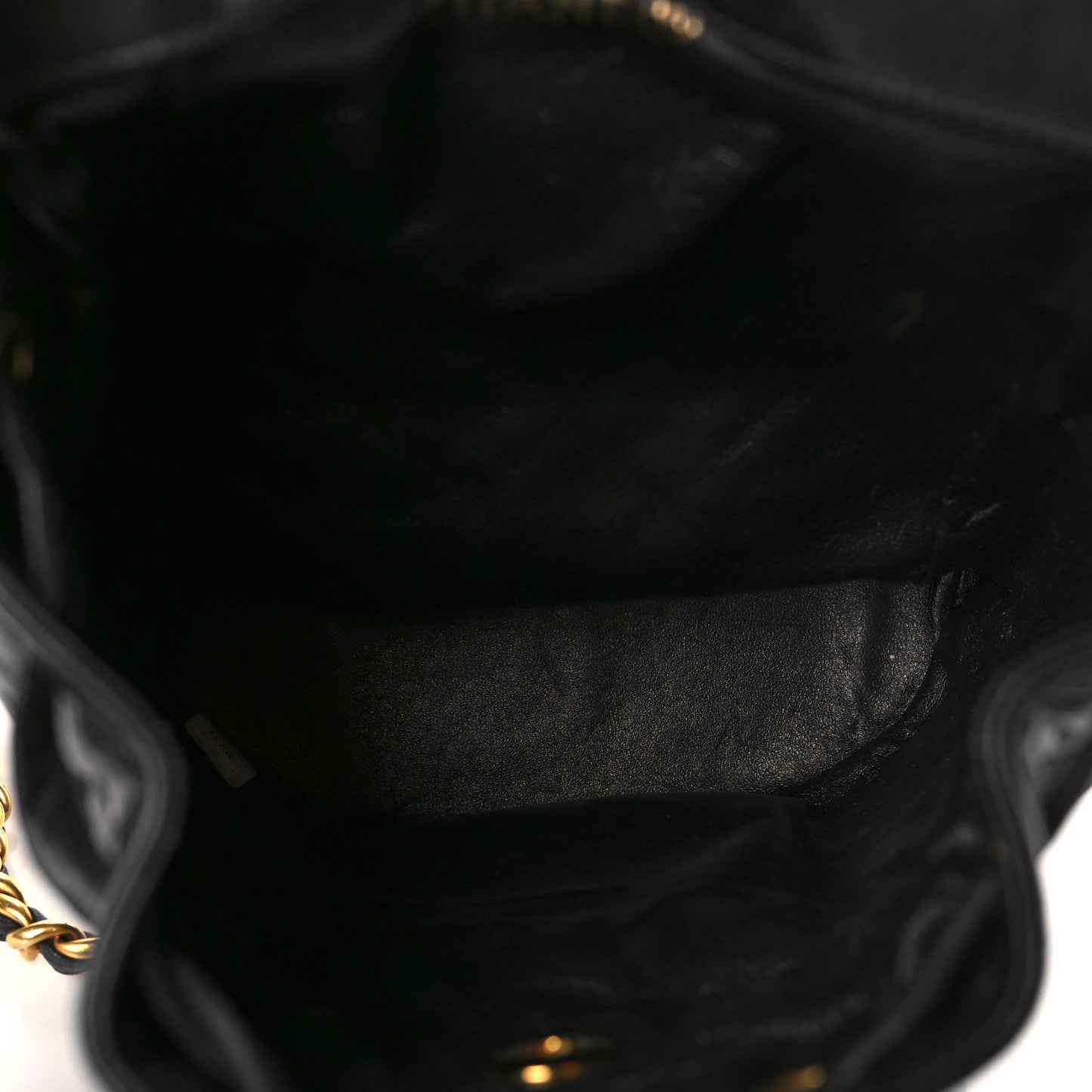 Lambskin Quilted Drawstring Backpack Black