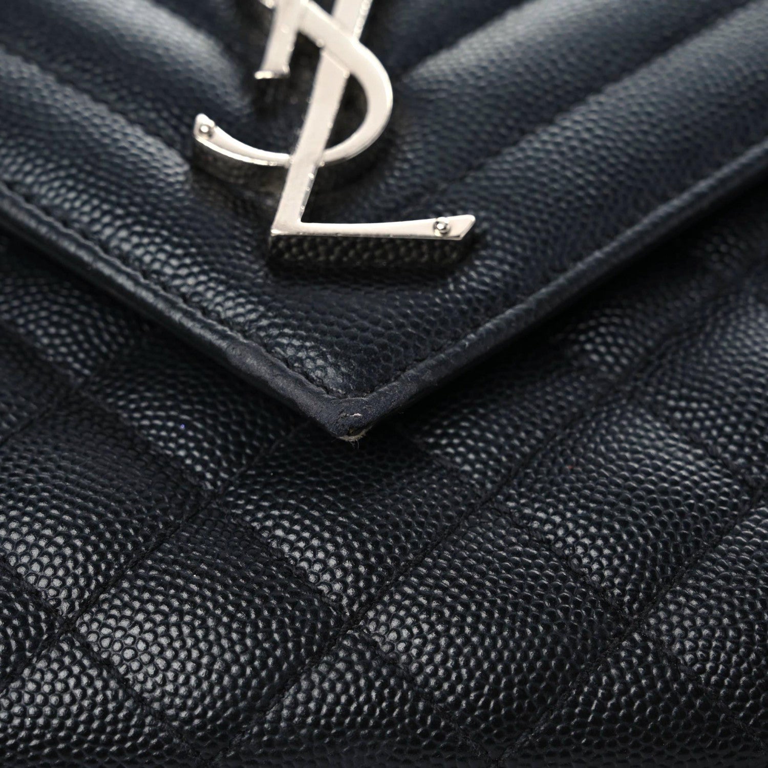 Saint Laurent Grain De Poudre Textured Mixed Matelasse Triquilt Medium Monogram Satchel Black 15 of 19