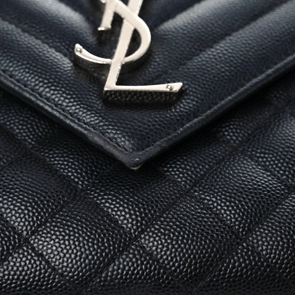 Saint Laurent Grain De Poudre Textured Mixed Matelasse Triquilt Medium Monogram Satchel Black 15 of 19