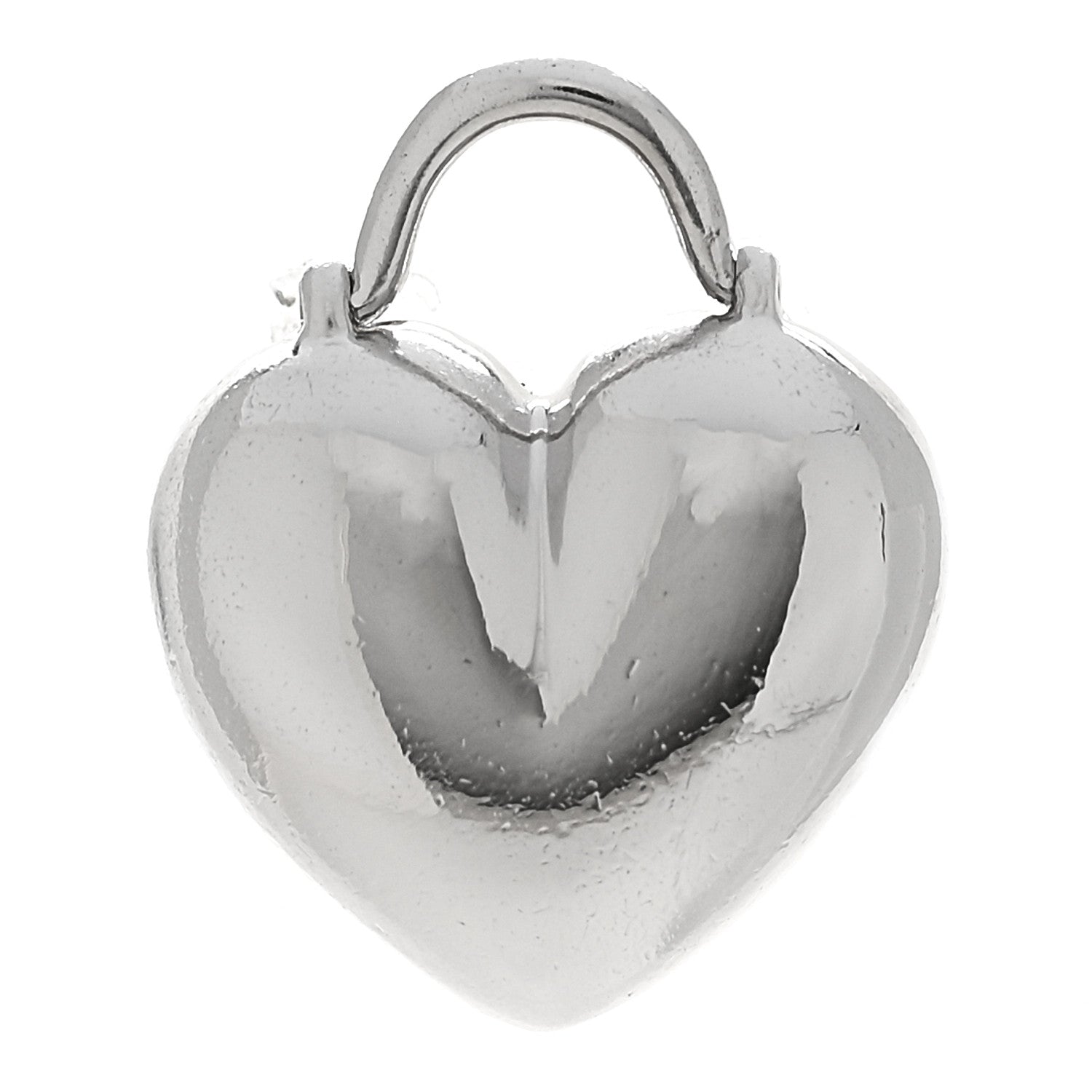 Tiffany 18K White Gold Diamond Puffed Heart Charm Pendant 3 of 4