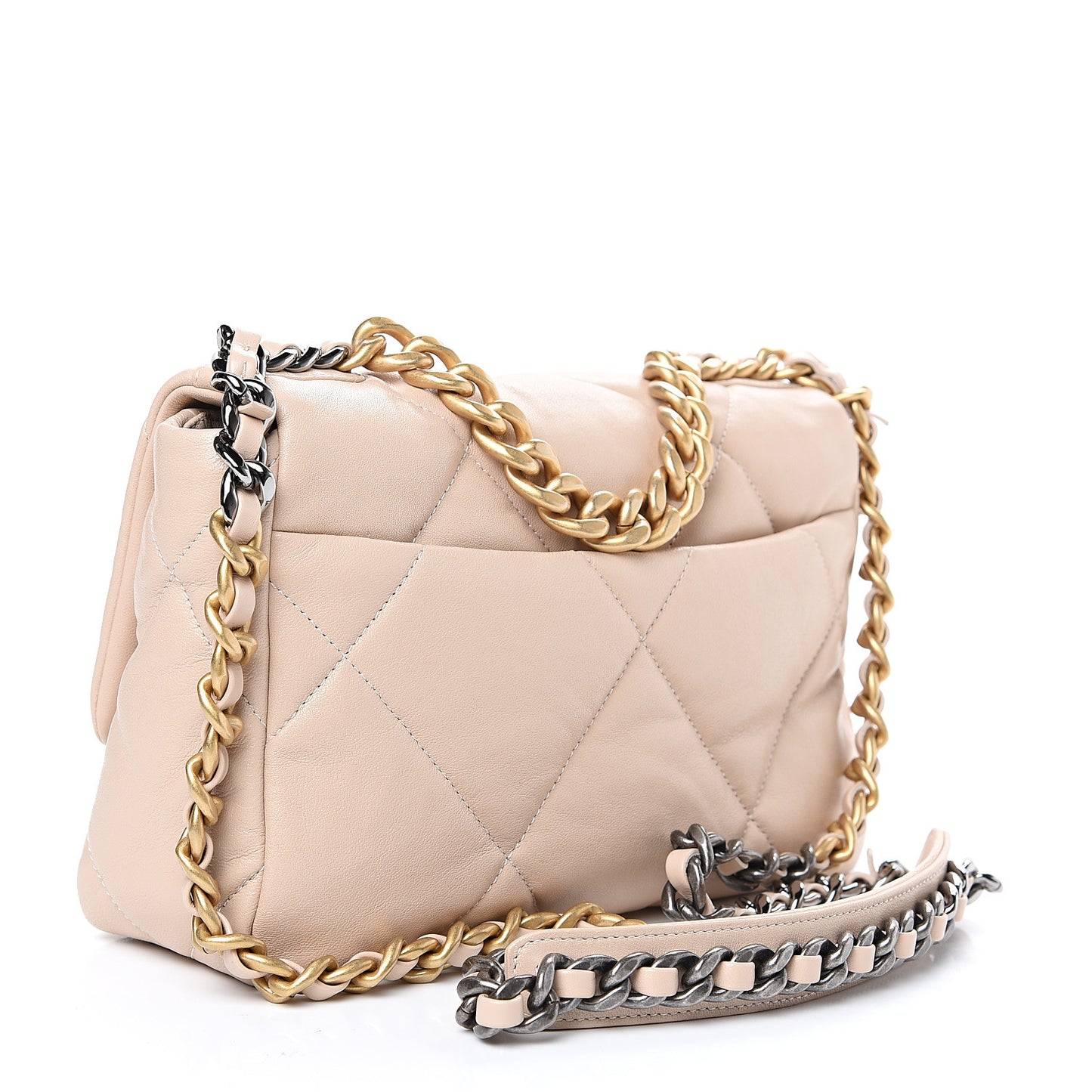 Lambskin Quilted Medium 19 Flap Light Beige