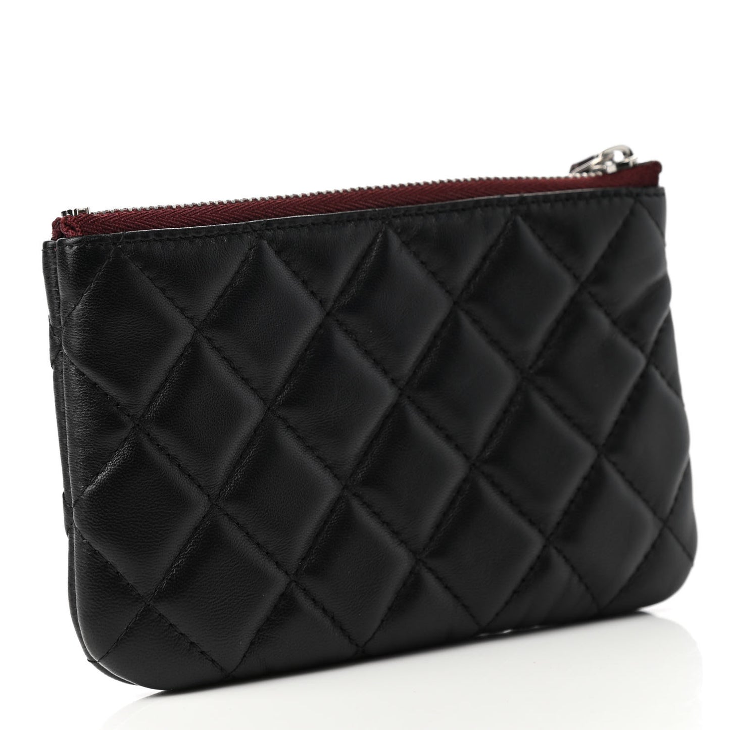 Lambskin Quilted Small Cosmetic Case Black