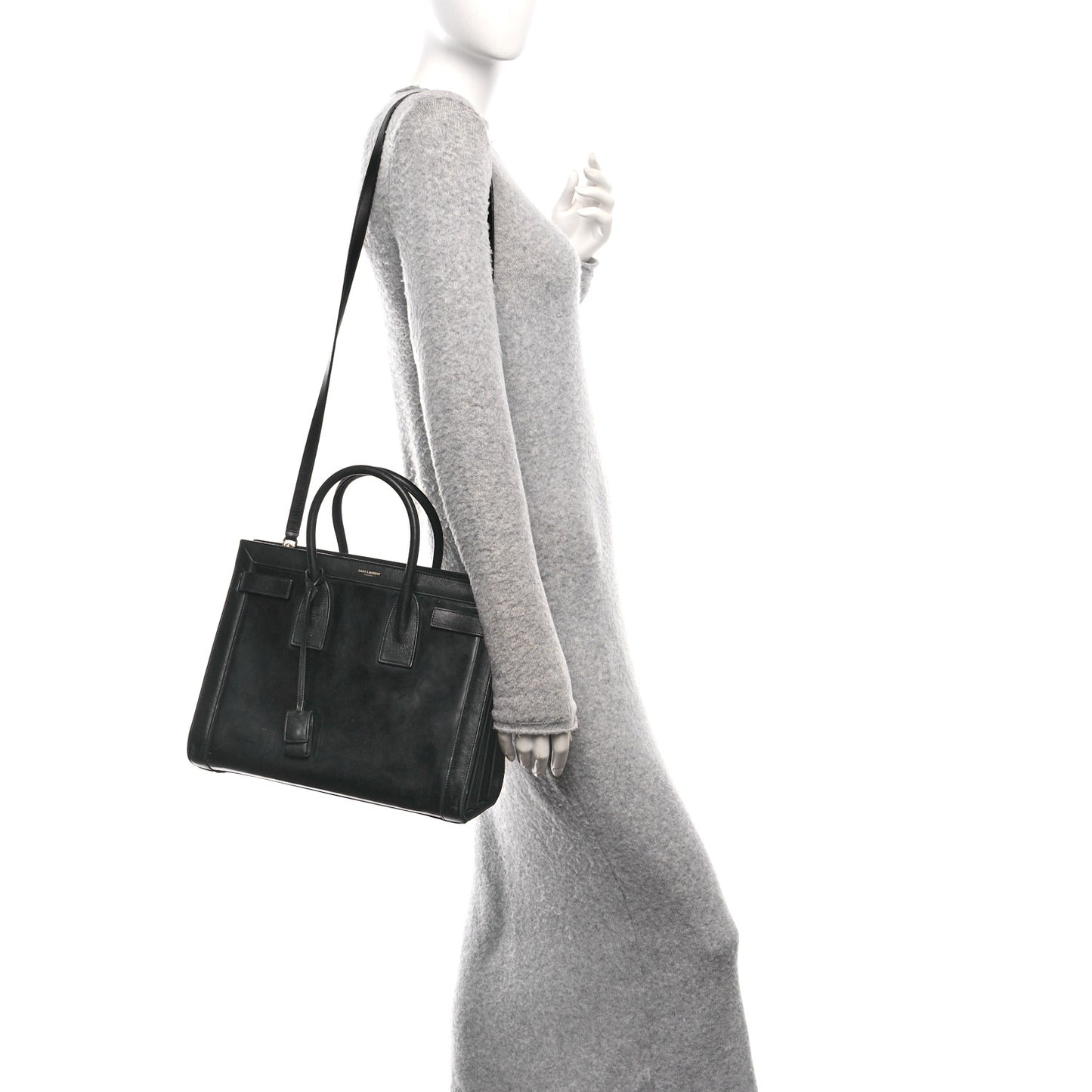 Patent Calfskin Small Sac de Jour Black