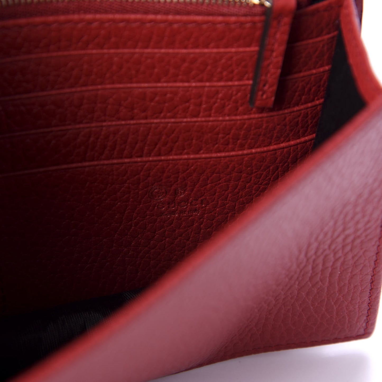 Dollar Calfskin Interlocking G Chain Wallet Red