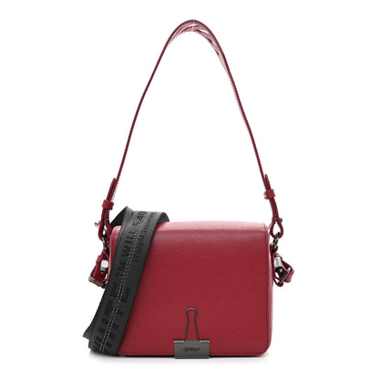 Off-White Saffiano Binder Clip Flap Shoulder Bag Red 1 of 11