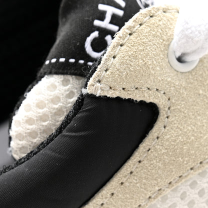 Chanel Mesh Suede Calfskin Grained Calfskin Womens CC Sneakers 38 White Black 11 of 11