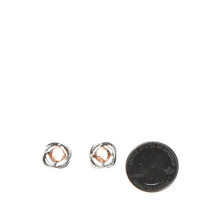 David Yurman Sterling Silver Morganite 7mm Infinity Earrings 2 of 7