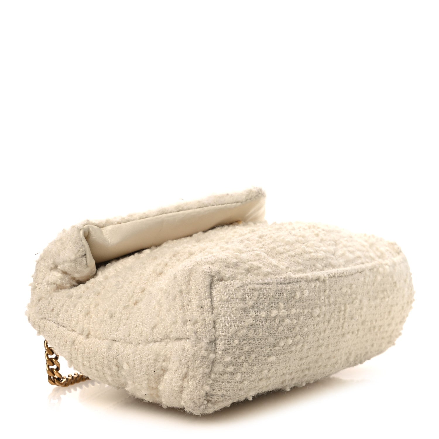 Saint Laurent Boucle Tweed Quilted Toy Loulou Puffer Monogram Chain Satchel Crema Soft 3 of 12