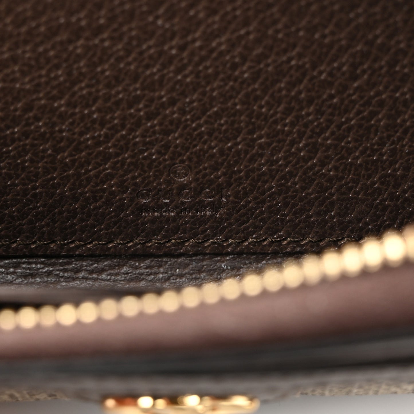 GG Supreme Monogram Textured Dollar Calfskin Web Ophidia Zip Around Card Case Wallet Beige Ebony New Acero