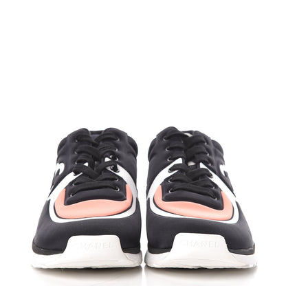 Chanel Lycra Fabric Womens CC Sneakers 39 Black White Pink 2 of 10