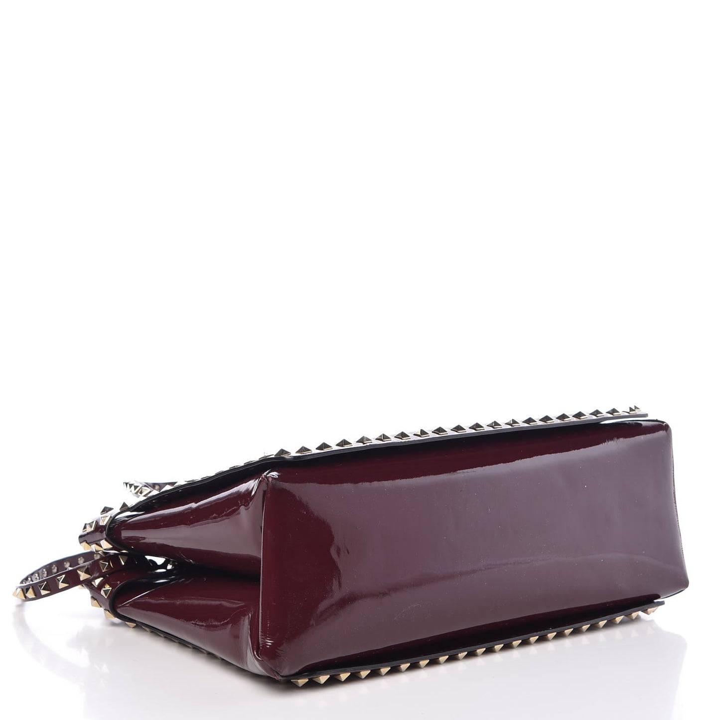 Patent Rockstud Flip Lock Tote Rubin