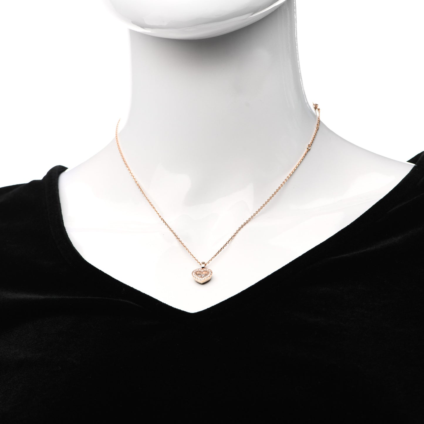 18K Rose Gold Diamond Happy Diamonds Icon Heart Pendant Necklace