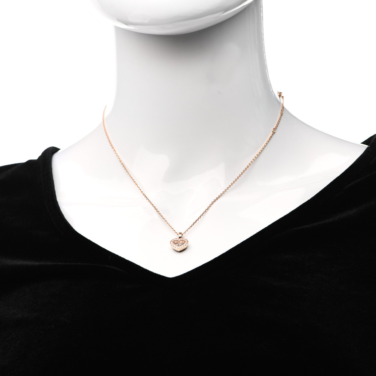 Chopard 18K Rose Gold Diamond Happy Diamonds Icon Heart Pendant Necklace 2 of 6