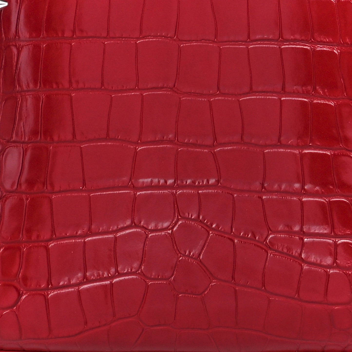 Crocodile Embossed Calfskin Spiked Small Cabarock Shopper Tote Red