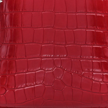Christian Louboutin Crocodile Embossed Calfskin Spiked Small Cabarock Shopper Tote Red 9 of 12