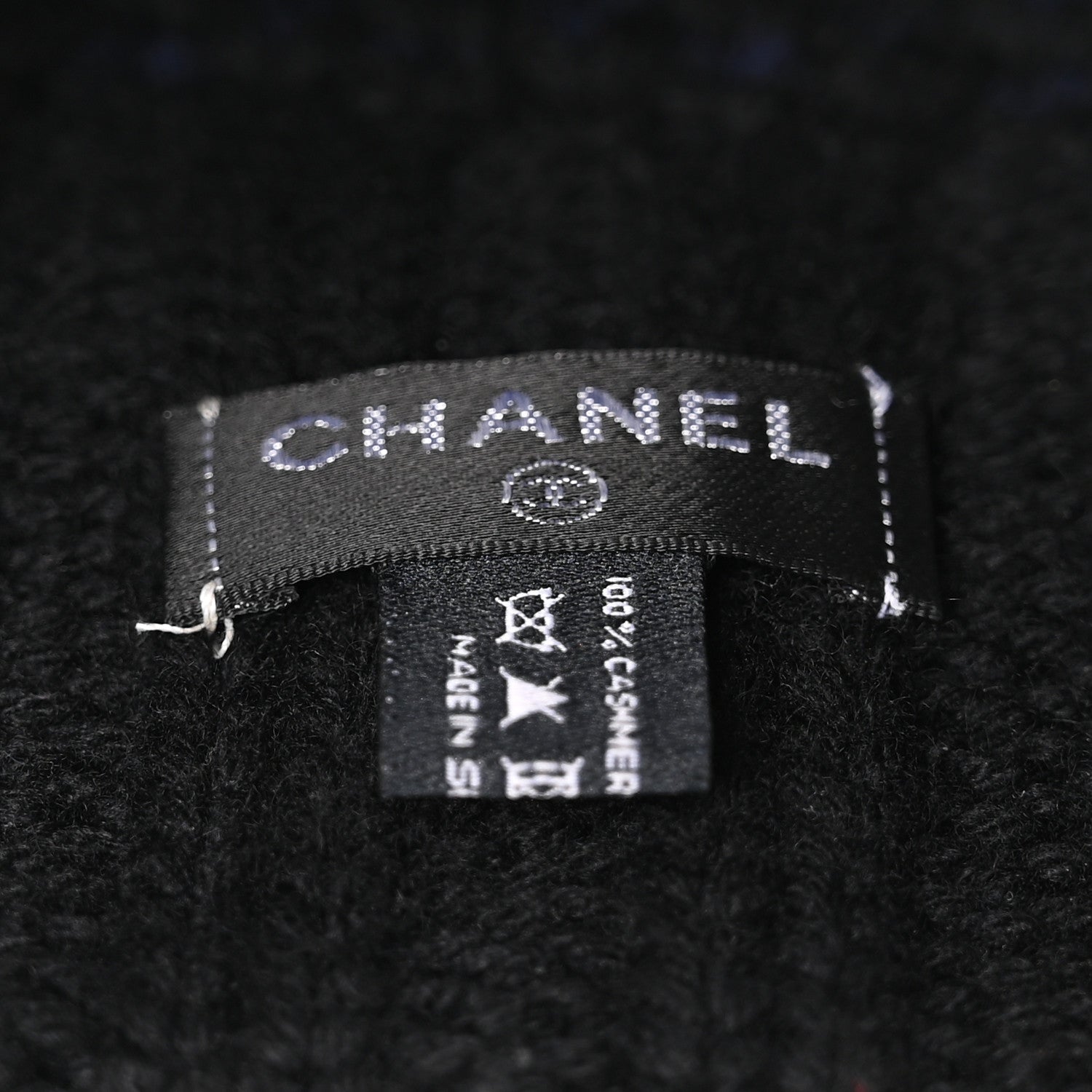 Chanel Cashmere CC Shooting Star Beanie Hat Navy Black 5 of 6