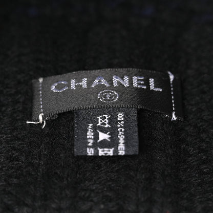 Chanel Cashmere CC Shooting Star Beanie Hat Navy Black 5 of 6