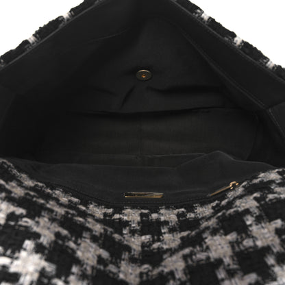 Chanel Tweed Quilted Maxi Chanel 19 Flap Black Ecru White 5 of 11