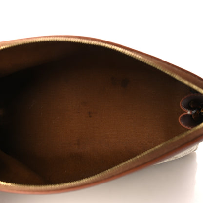Celine Triomphe Canvas Calfskin Medium Cosmetic Pouch White Tan 5 of 9