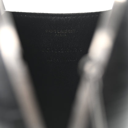 Saint Laurent Calfskin Crocodile Embossed Monogram Love Box Bag Black 6 of 10
