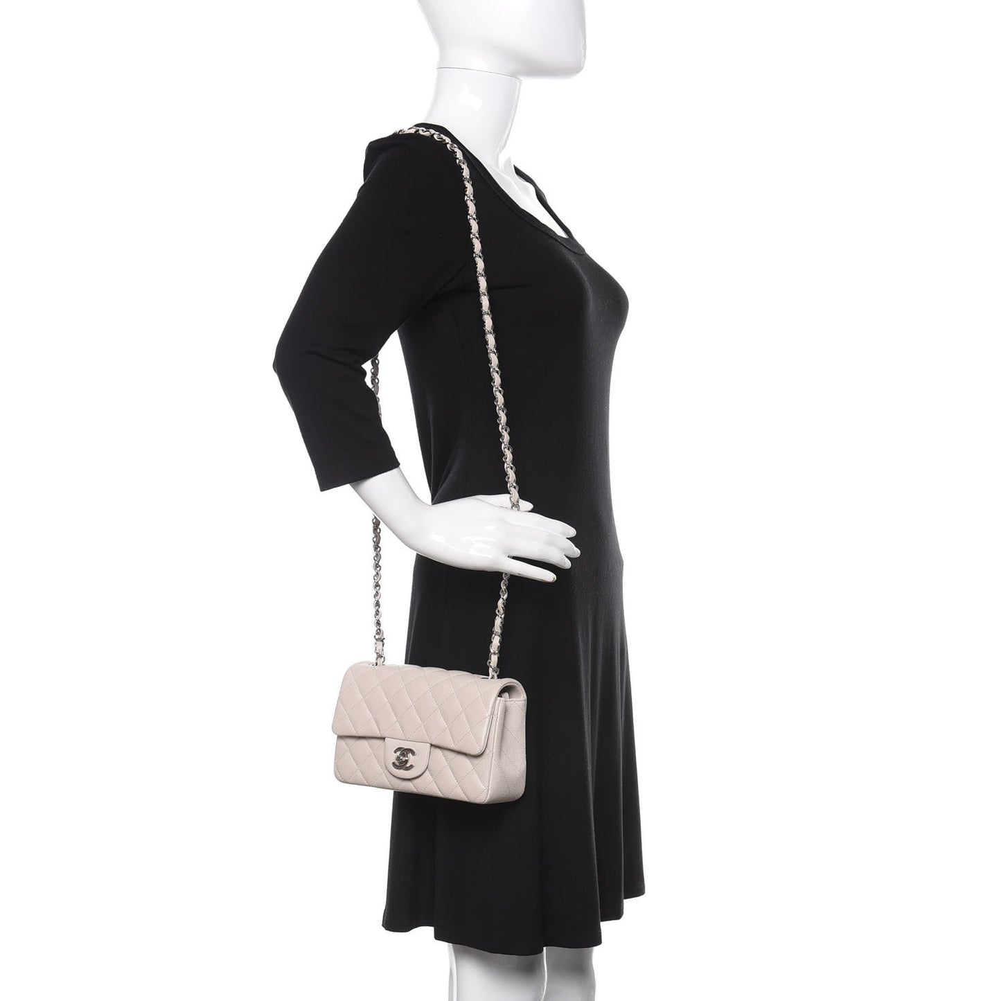 Caviar Quilted Mini Rectangular Flap Ivory