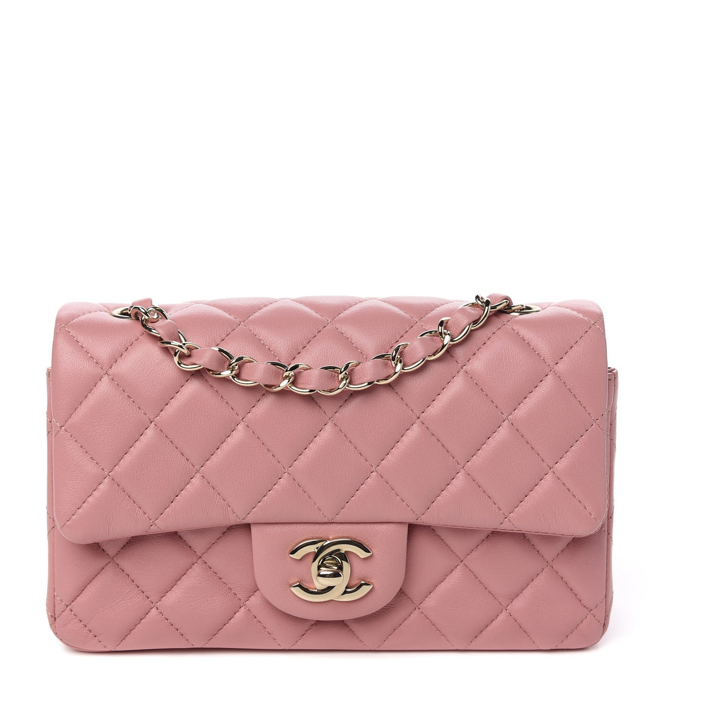Lambskin Quilted Mini Rectangular Flap Pink