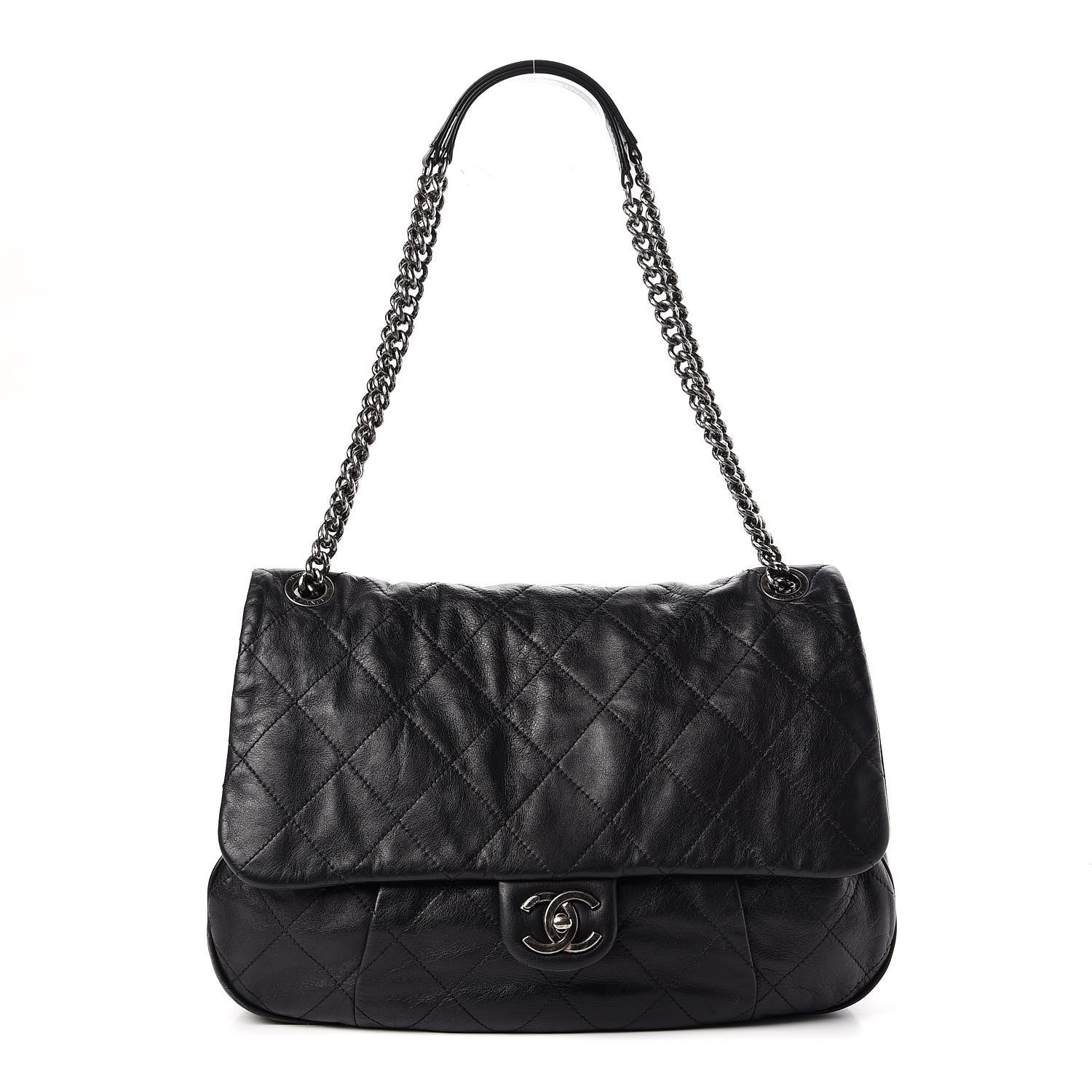 Chanel Calfskin Coco Pleats Flap Black 1 of 19