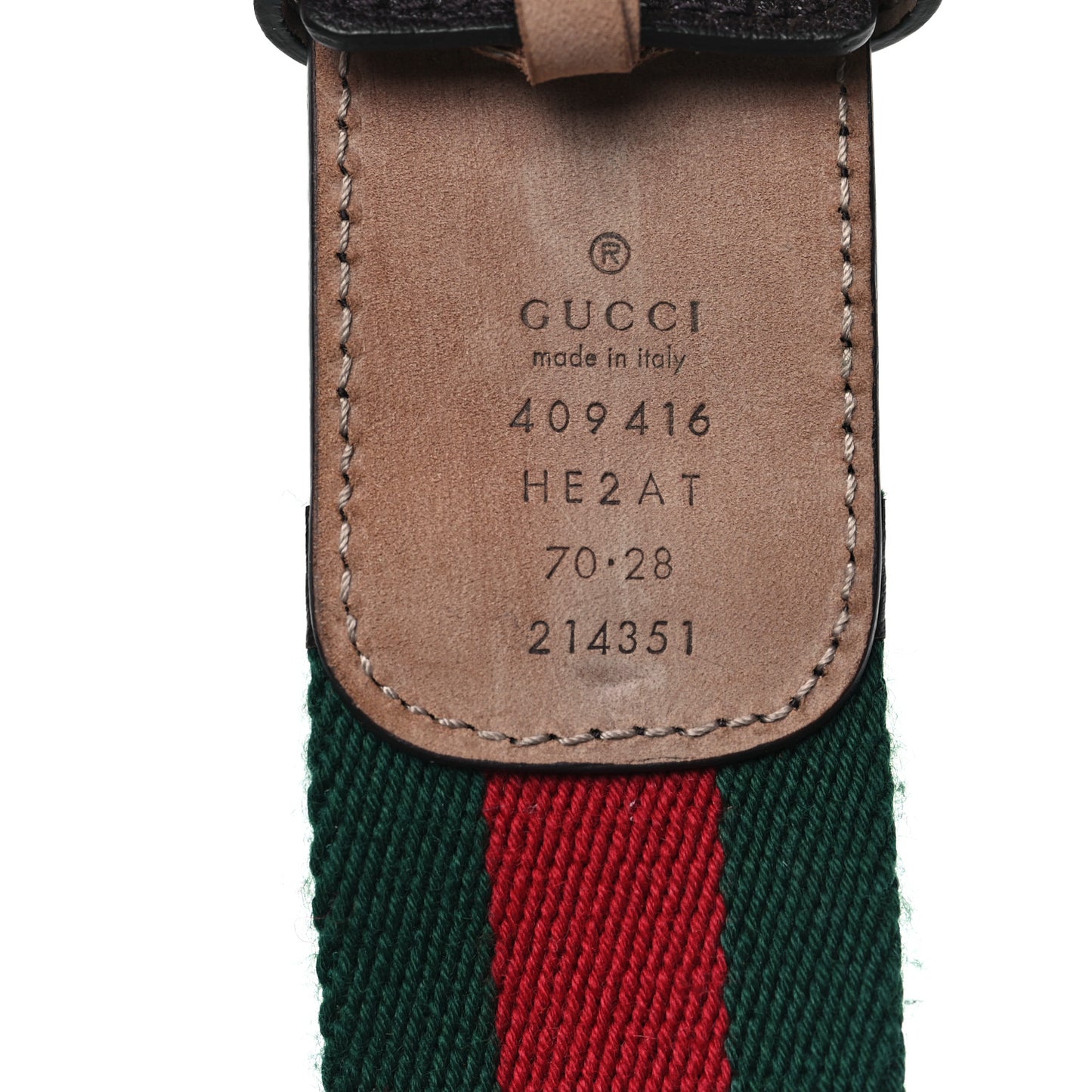 Nylon Textured Dollar Calfskin Double G Web 40mm Belt 70 28 Green Red Dark Cocoa