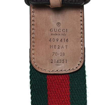 Gucci Nylon Textured Dollar Calfskin Double G Web 40mm Belt 70 28 Green Red Dark Cocoa 3 of 5