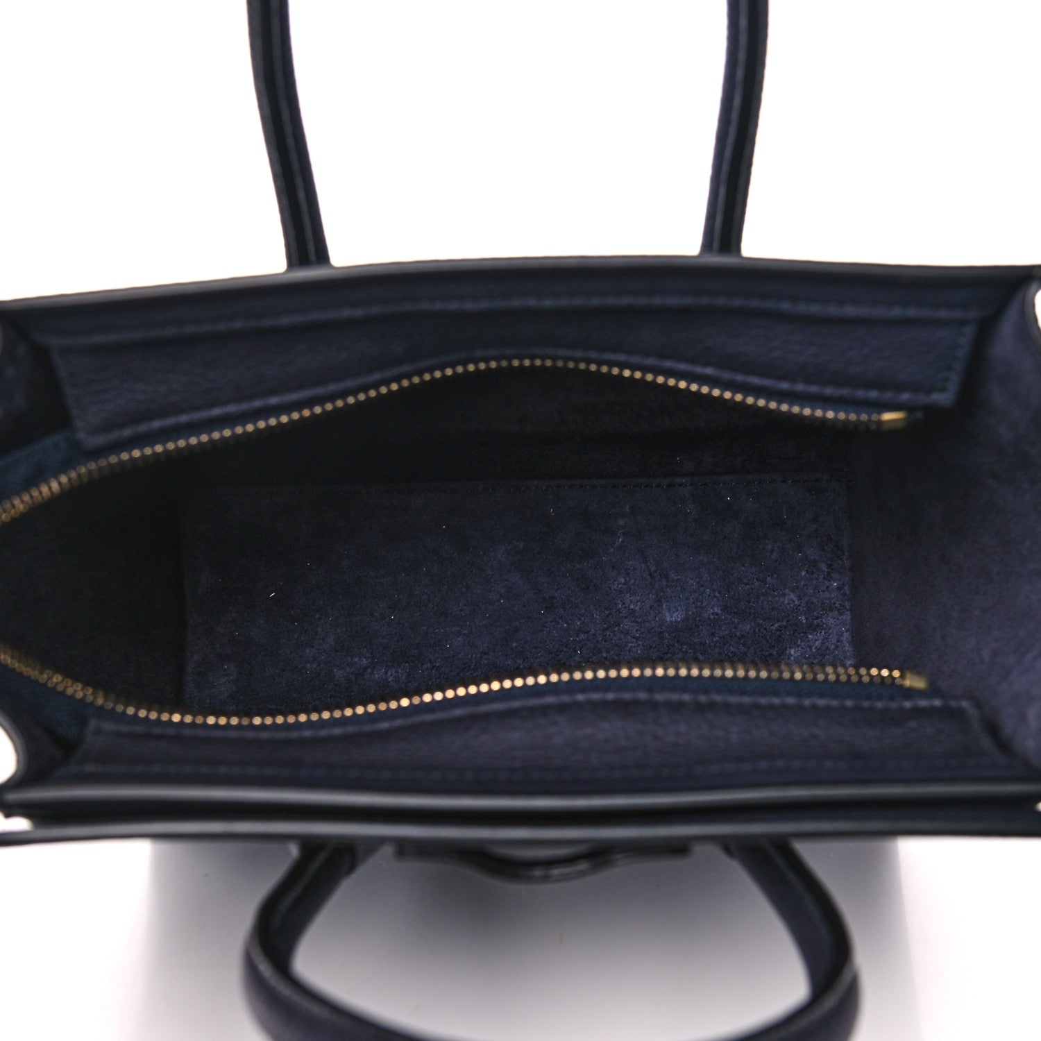 Celine Drummed Calfskin Nano Luggage Navy Blue 5 of 10