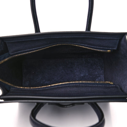 Celine Drummed Calfskin Nano Luggage Navy Blue 5 of 10