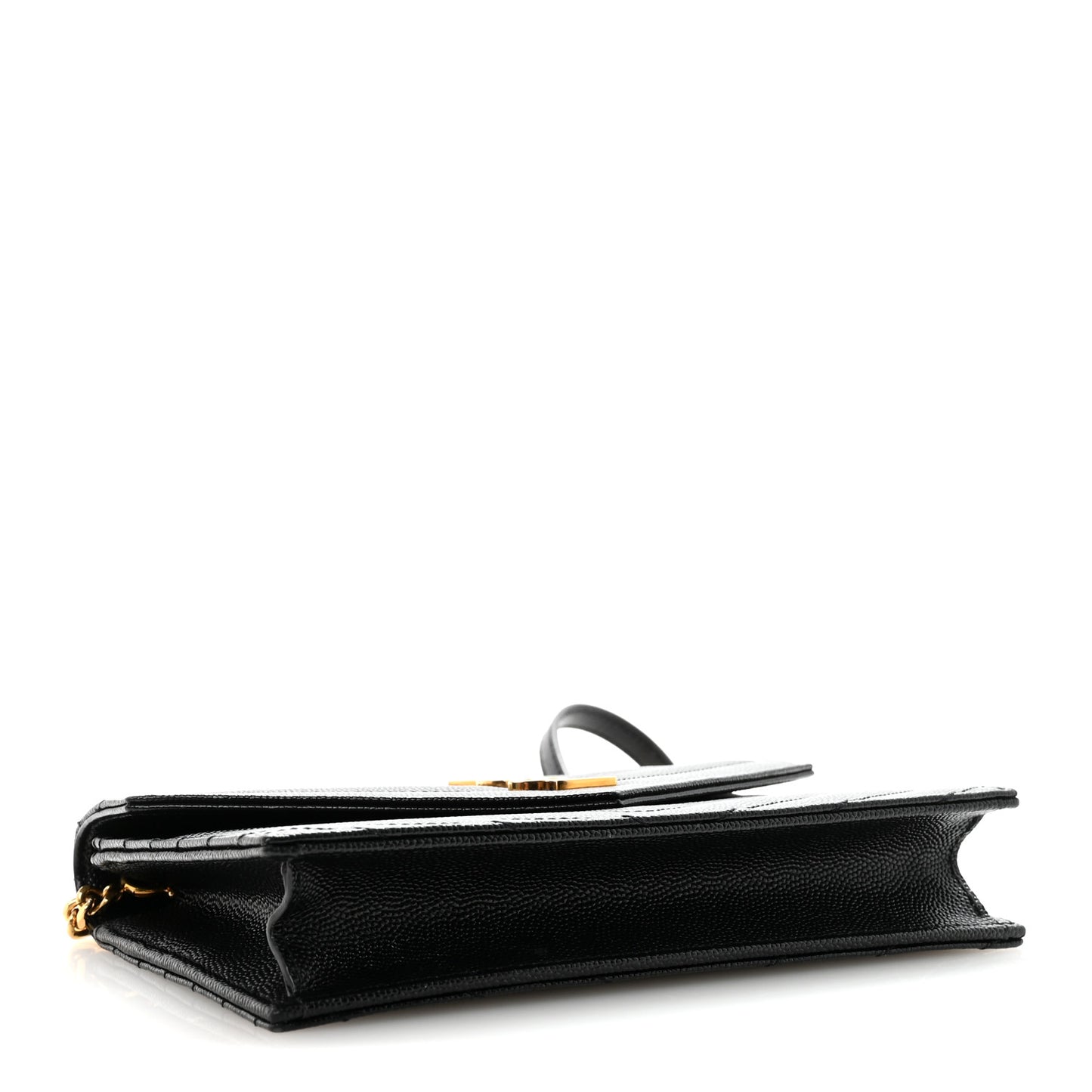 Grain De Poudre Matelasse Chevron Monogram Envelope Chain Wallet Black