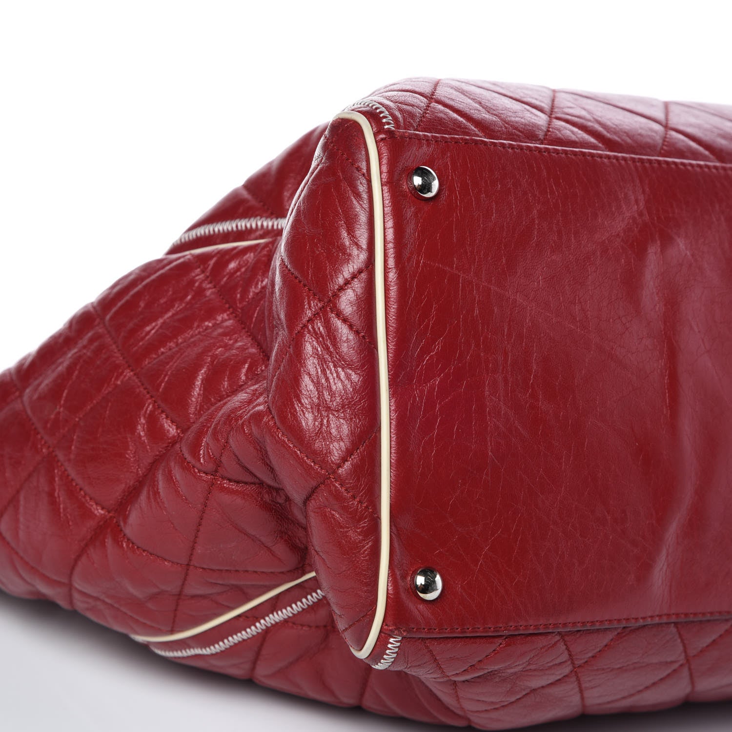 Chanel Lambskin Quilted East West Large Tote Red 5 of 12