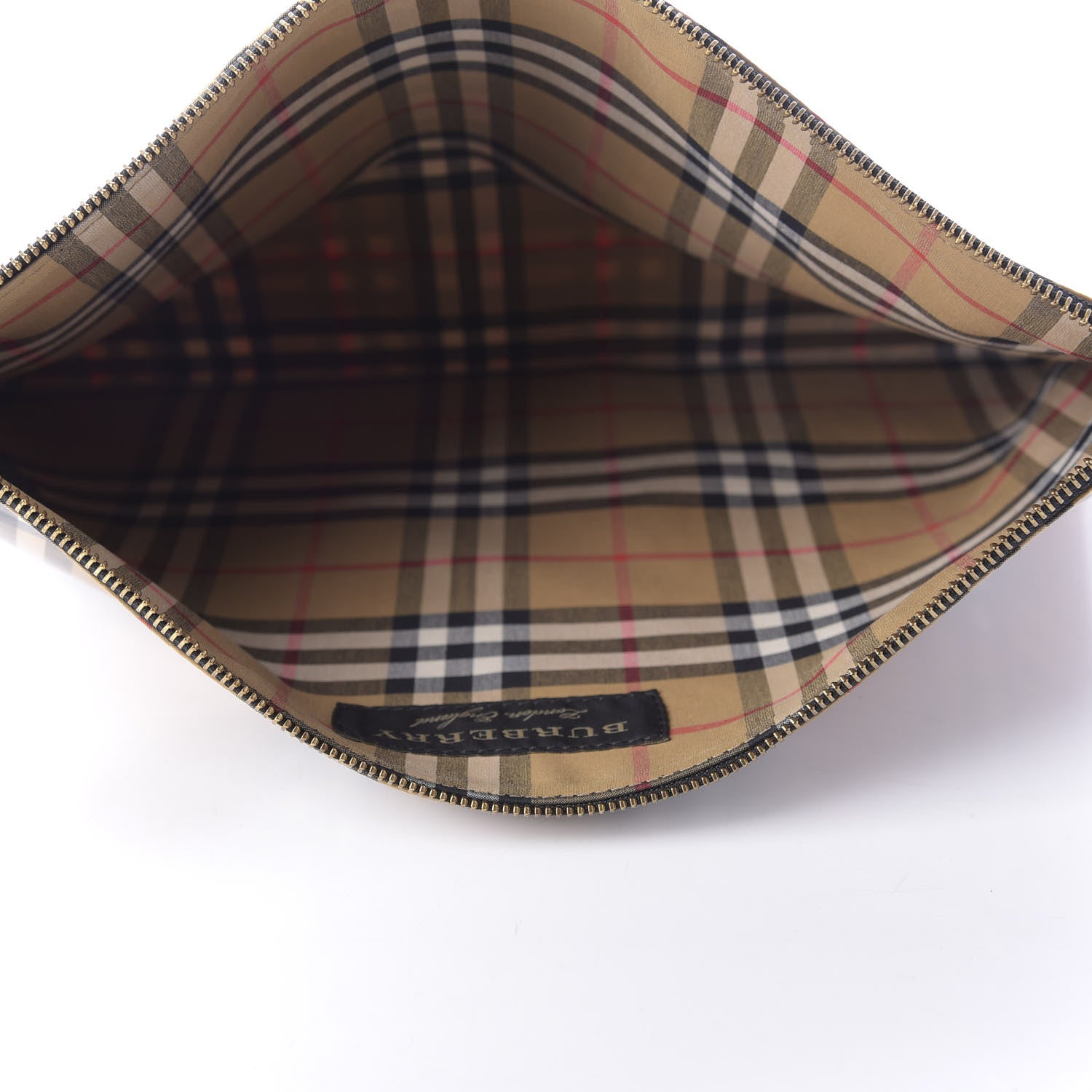 Burberry Coated Canvas Vintage Check Large Zip Pouch Antique Yellow 5 of 6