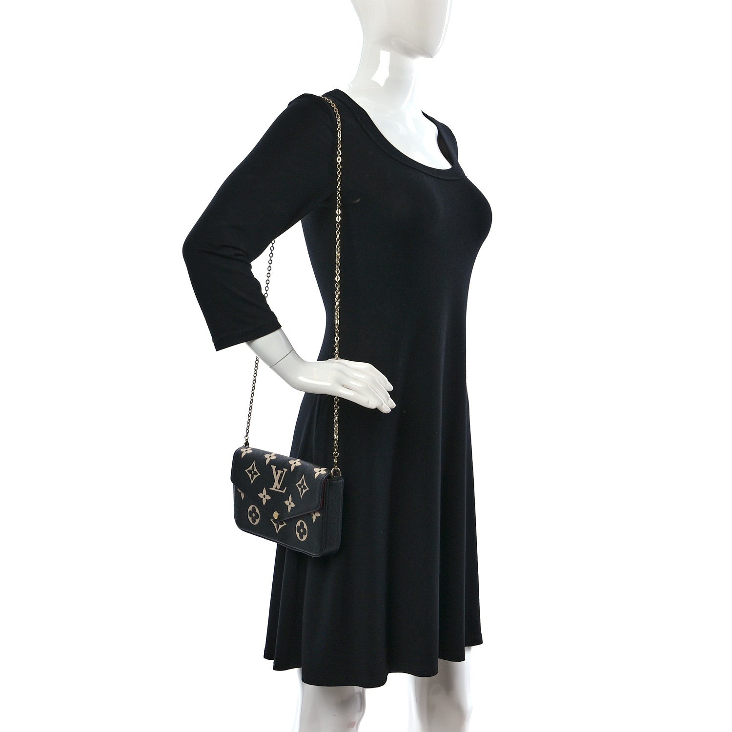 Louis Vuitton Empreinte Monogram Giant Felicie Pochette Black Beige 2 of 9